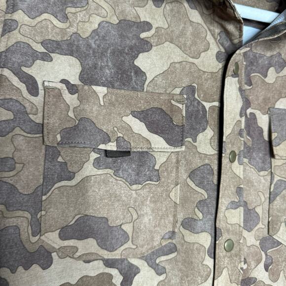 Roark Revival Camo Brown Long Sleeve Shirt Outdoor Snap Button Small - Picture 4 of 9